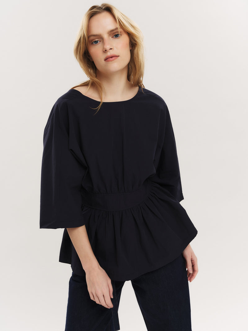 Peyton Tie back Blouse - Navy