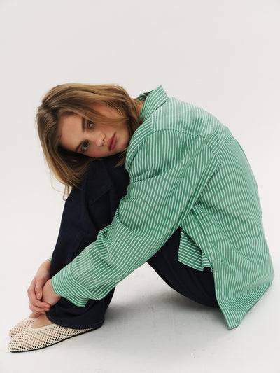 Sally Shirt - Vinyard Green Stripe
