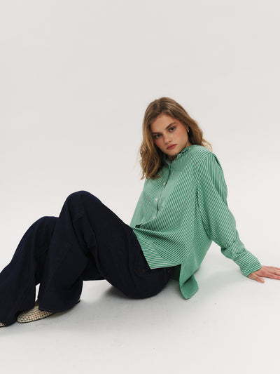 Sally Shirt - Vinyard Green Stripe
