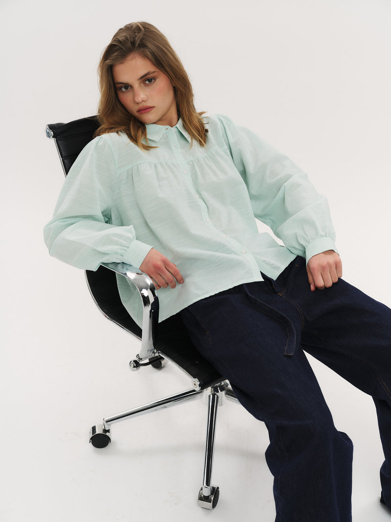 Mai Blouse - Vineyard Green Stripe