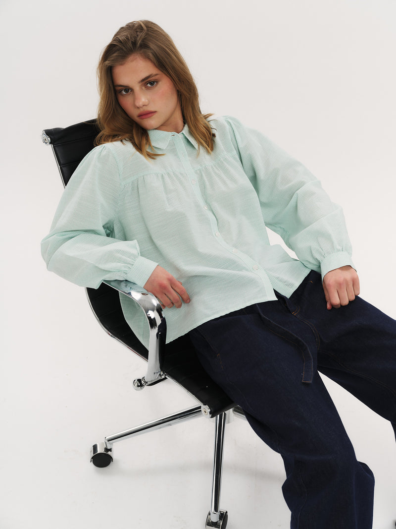 Mai Blouse - Vineyard Green Stripe