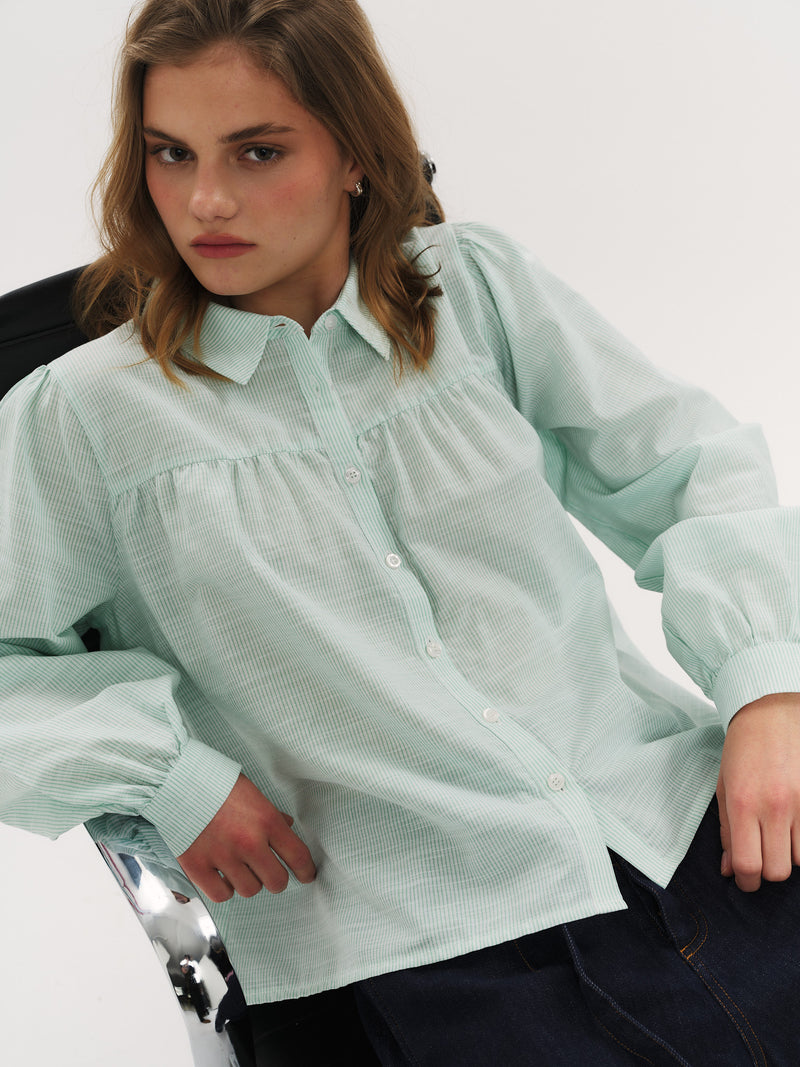 Mai Blouse - Vineyard Green Stripe