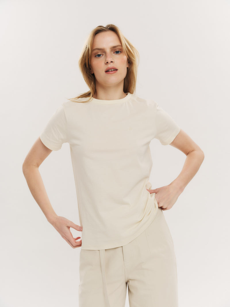 Elfreda embroidery tee - Creme
