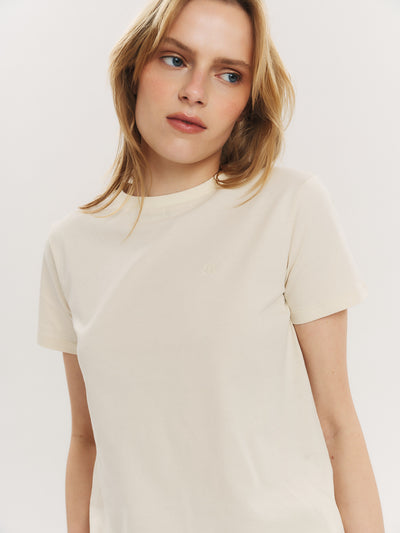 Elfreda embroidery tee - Creme