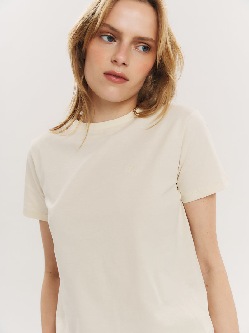 Elfreda embroidery tee - Creme