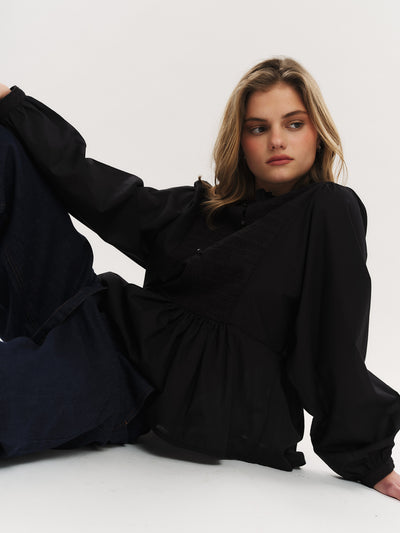 Ruby Button Blouse - Black