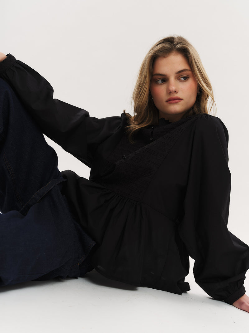 Ruby Button Blouse - Black