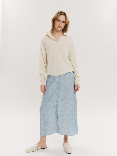 Ellen Midi skirt - Lt Blue Petite Flower