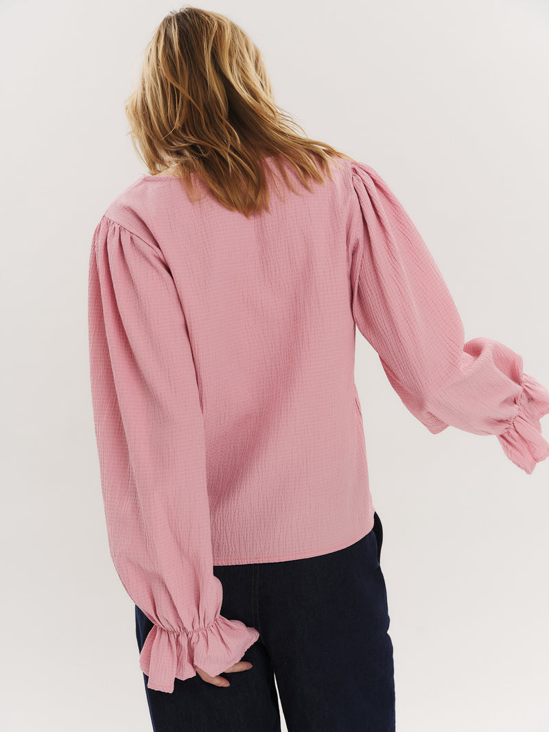 Indiana LS Button Blouse - Washed Pink