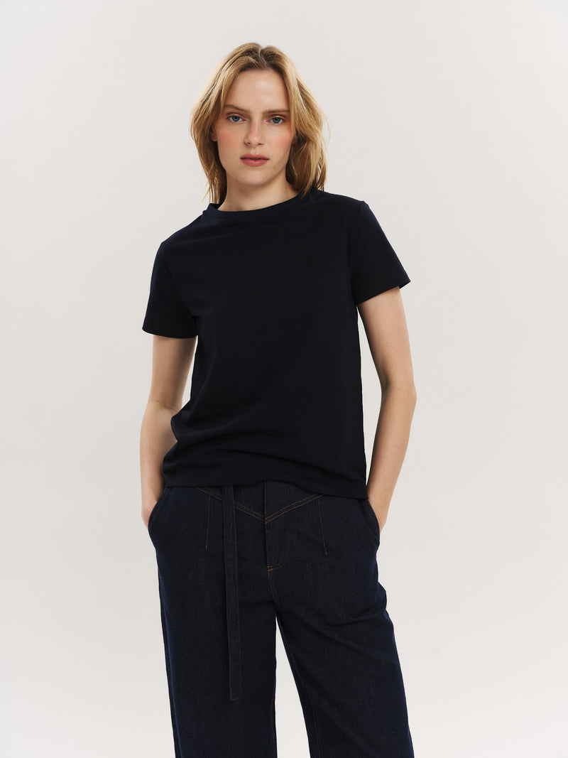Elfreda embroidery tee - Navy
