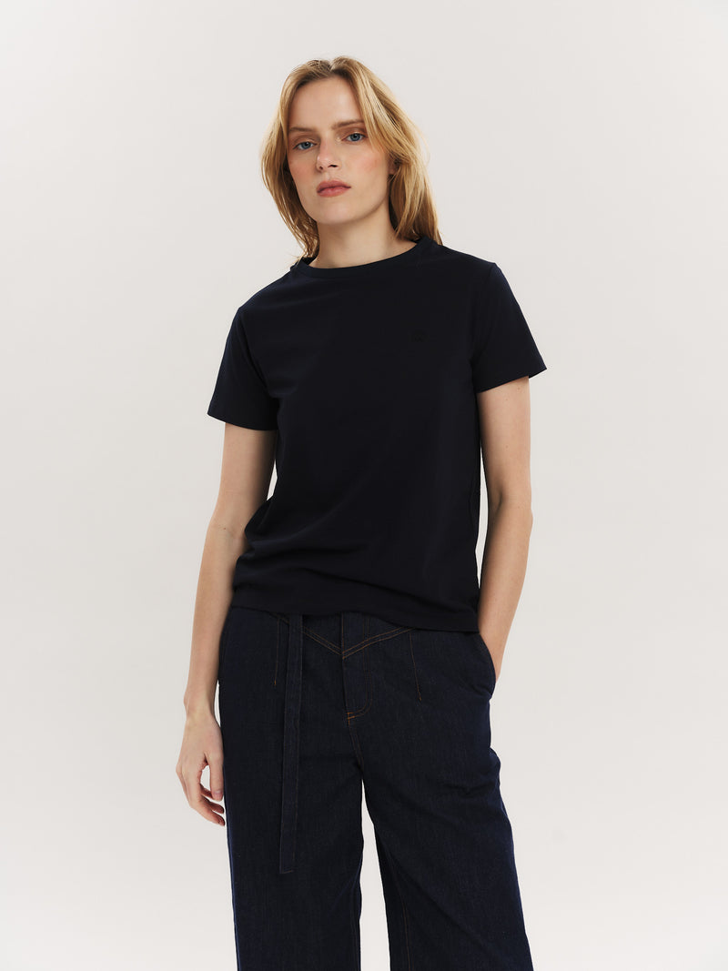 Elfreda embroidery tee - Navy