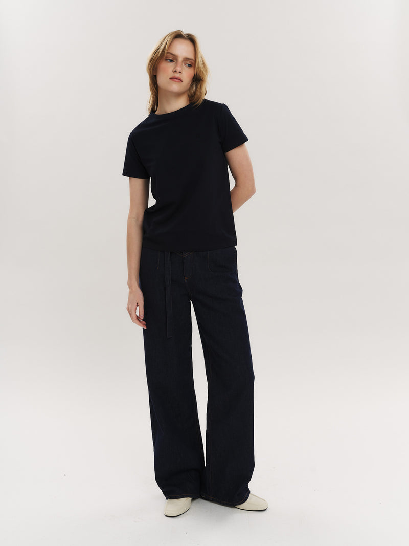 Elfreda embroidery tee - Navy