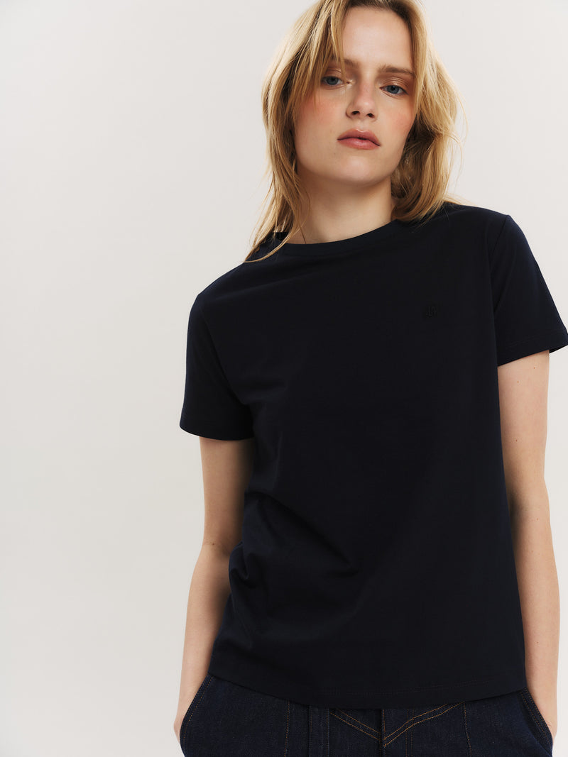Elfreda embroidery tee - Navy
