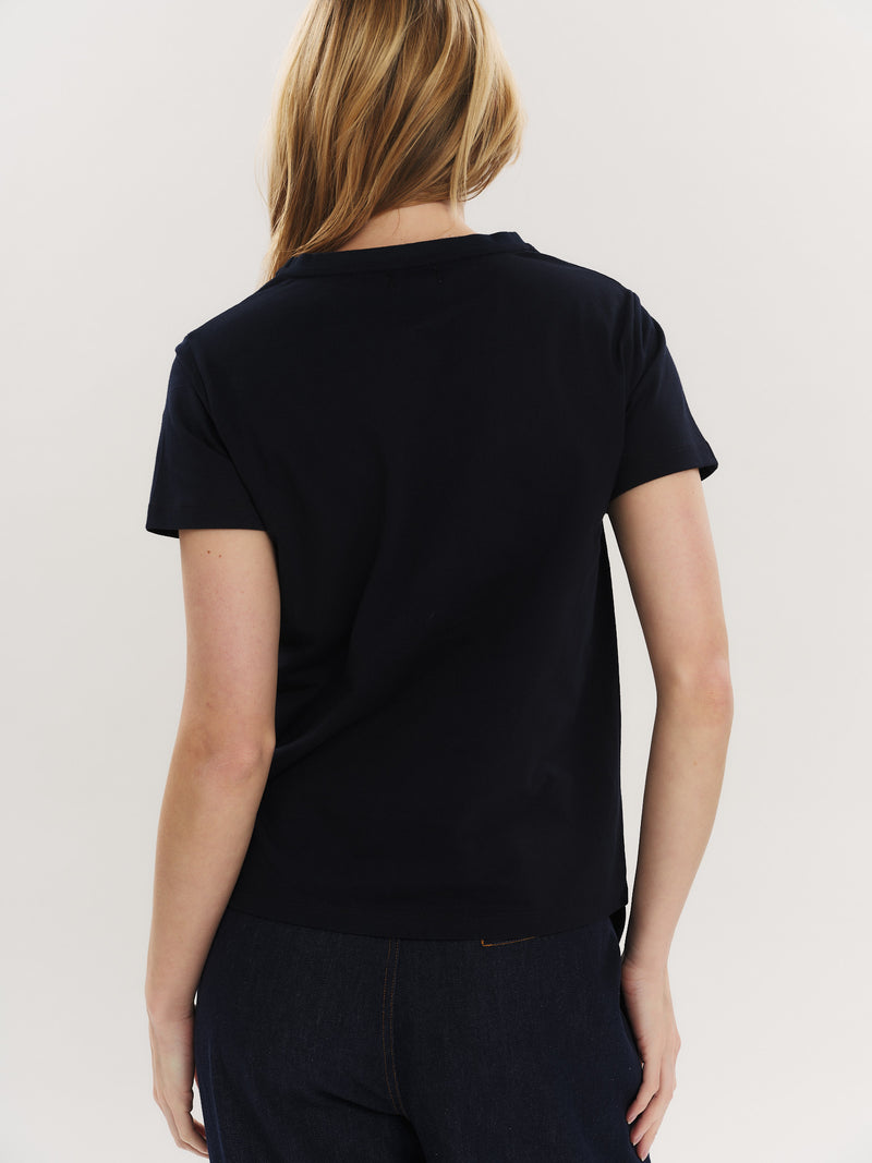 Elfreda embroidery tee - Navy