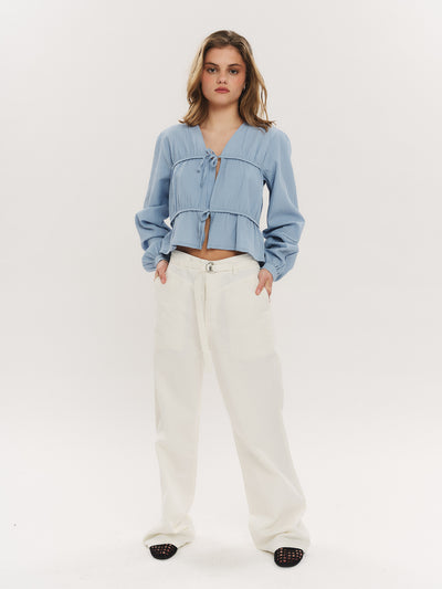 Indiana String Blouse - Dusty Blue