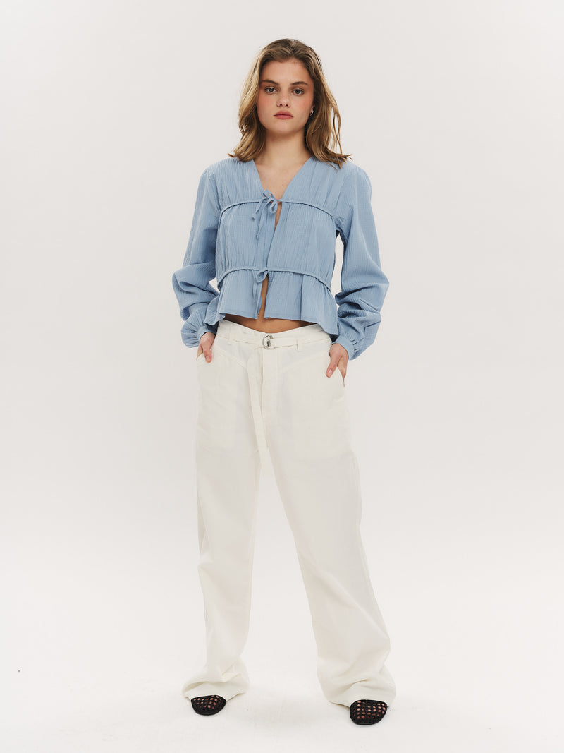 Indiana String Blouse - Dusty Blue