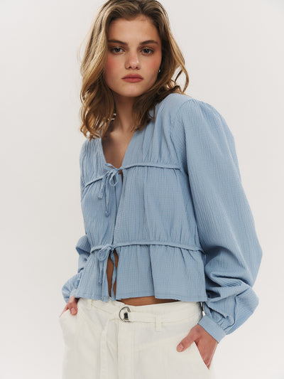 Indiana String Blouse - Dusty Blue