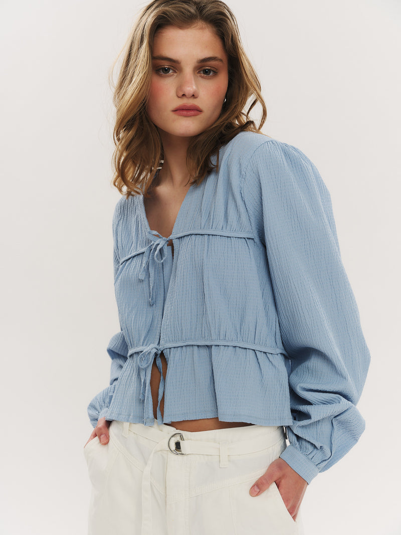 Indiana String Blouse - Dusty Blue