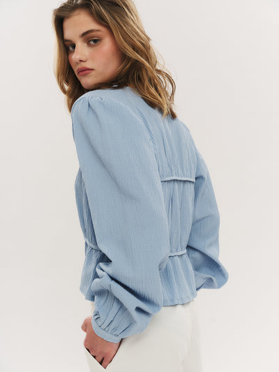 Indiana String Blouse - Dusty Blue