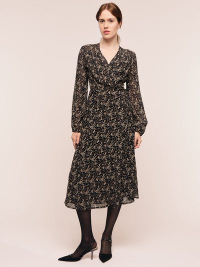 Estelle Wrap Dress - Brown Wild Flower