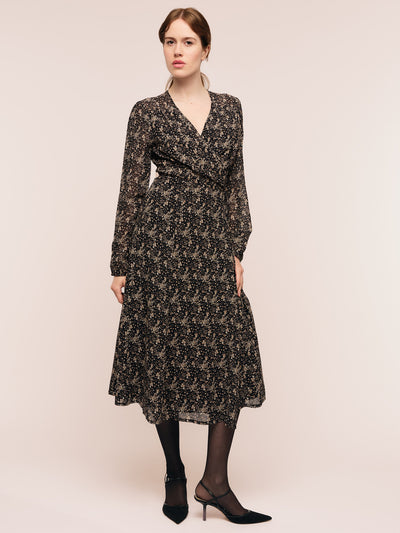 Estelle Wrap Dress - Brown Wild Flower Once Untold Estelle Wrap Dress - Brown Wild Flower Once Untold