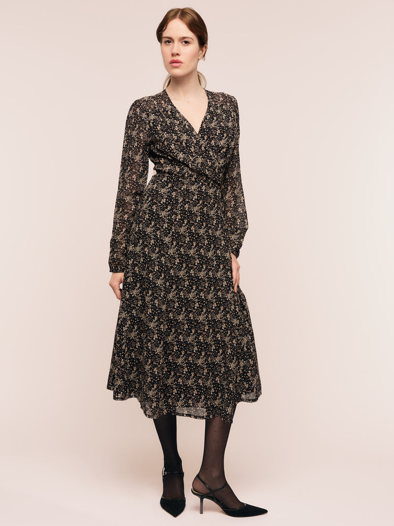 Estelle Wrap Dress - Brown Wild Flower