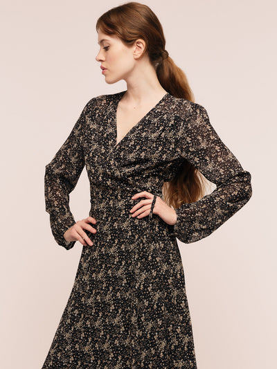 Estelle Wrap Dress - Brown Wild Flower