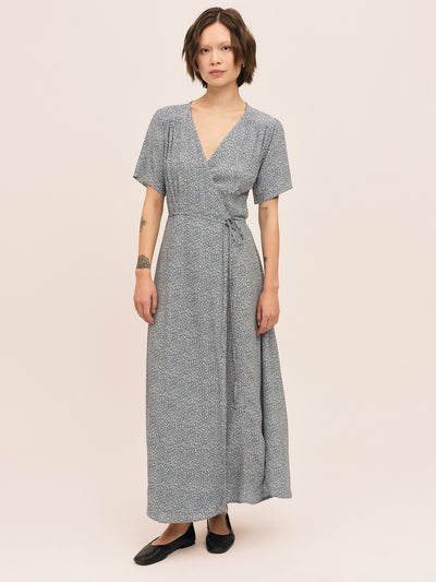 Ellen Wrap Dress - Petite Blue Flower