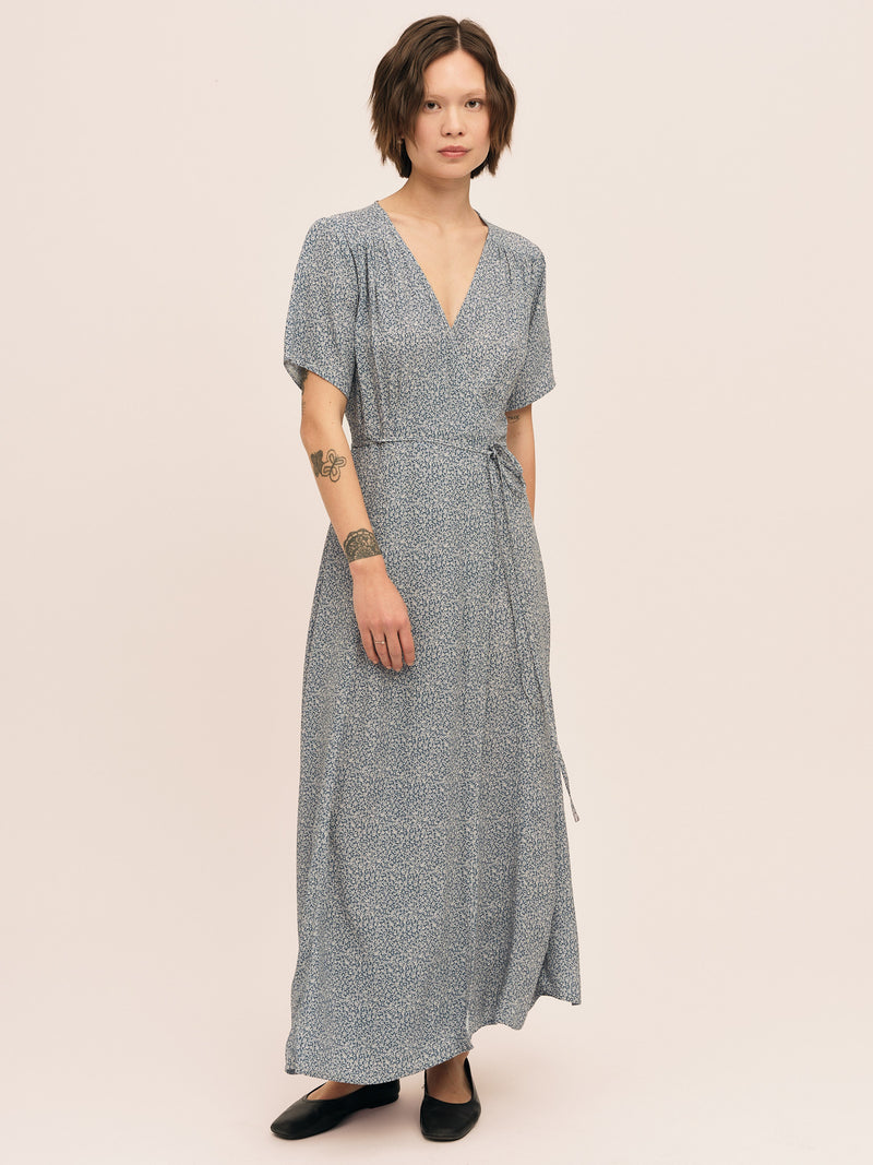 Ellen Wrap Dress - Petite Blue Flower