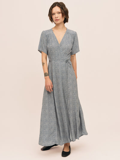 Ellen Wrap Dress - Petite Blue Flower