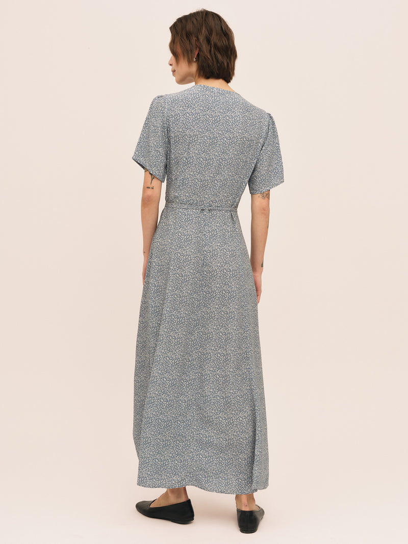 Ellen Wrap Dress - Petite Blue Flower