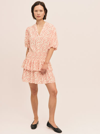 Athilda Smock Dress - Cream Pink Flower