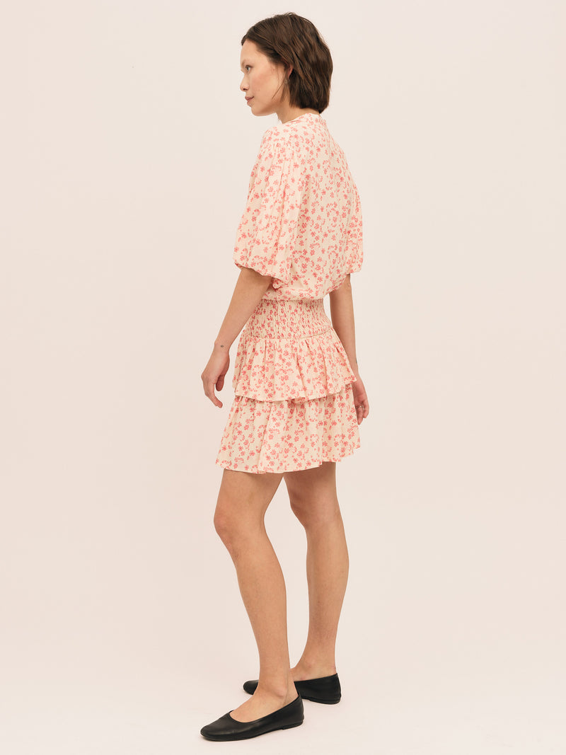 Athilda Smock Dress - Cream Pink Flower