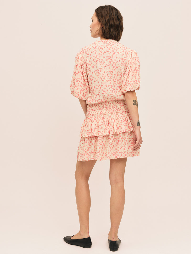 Athilda Smock Dress - Cream Pink Flower