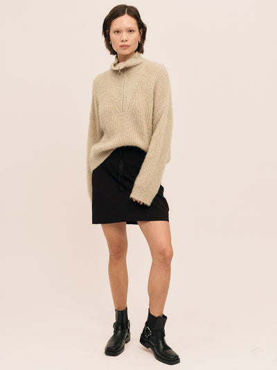 Florie Brushed Zip Knit - Washed Grey