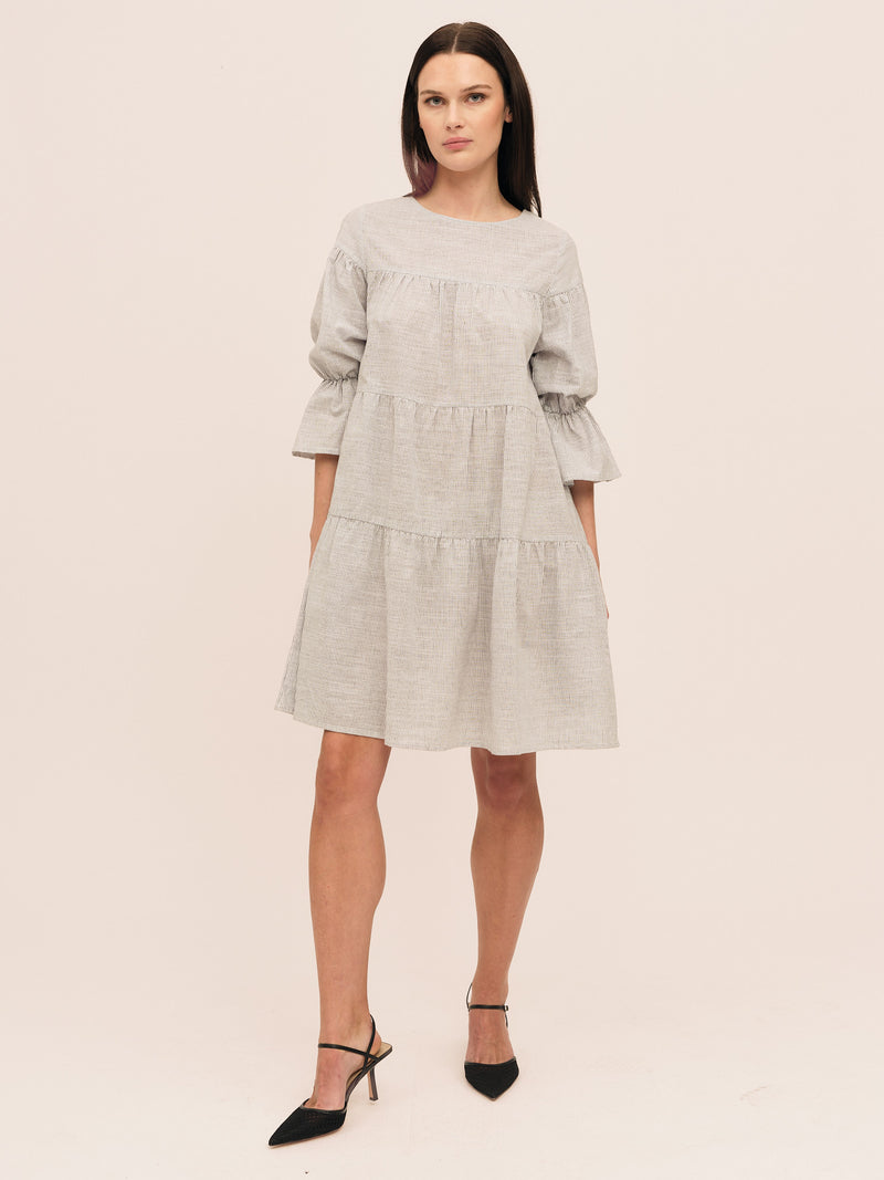 Mai Dress - Anthracite Stripe