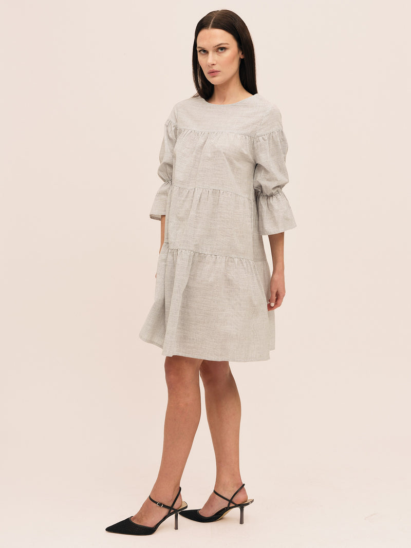 Mai Dress - Anthracite Stripe