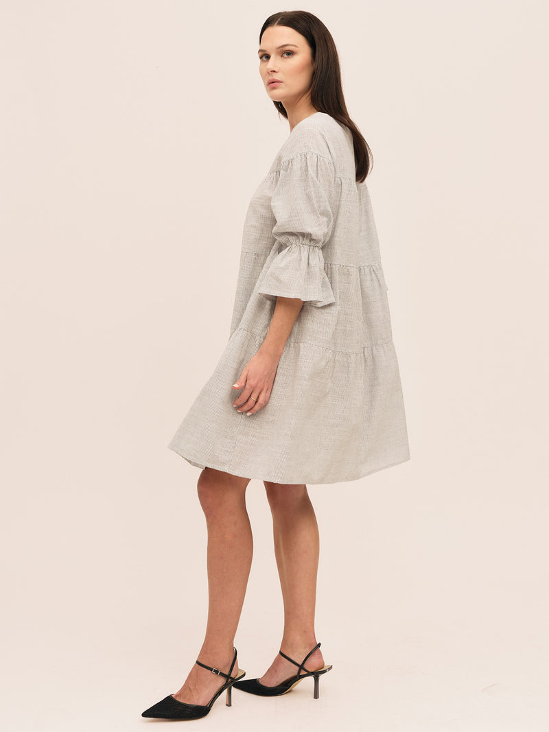 Mai Dress - Anthracite Stripe