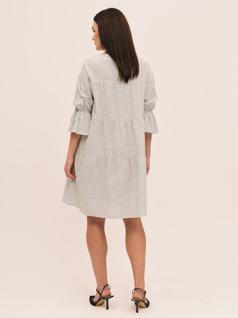 Mai Dress - Anthracite Stripe