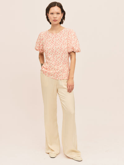 Athilda Blouse - Cream Pink Flower
