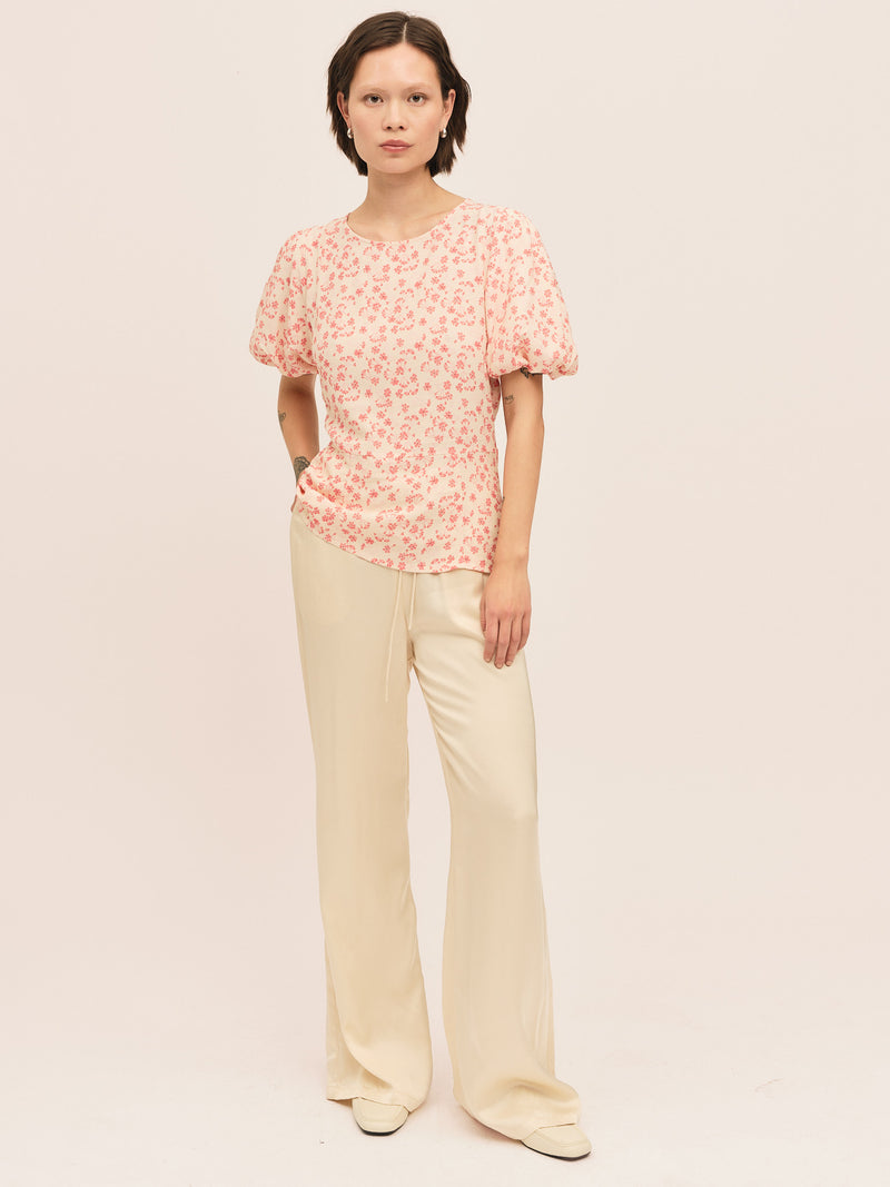 Athilda Blouse - Cream Pink Flower