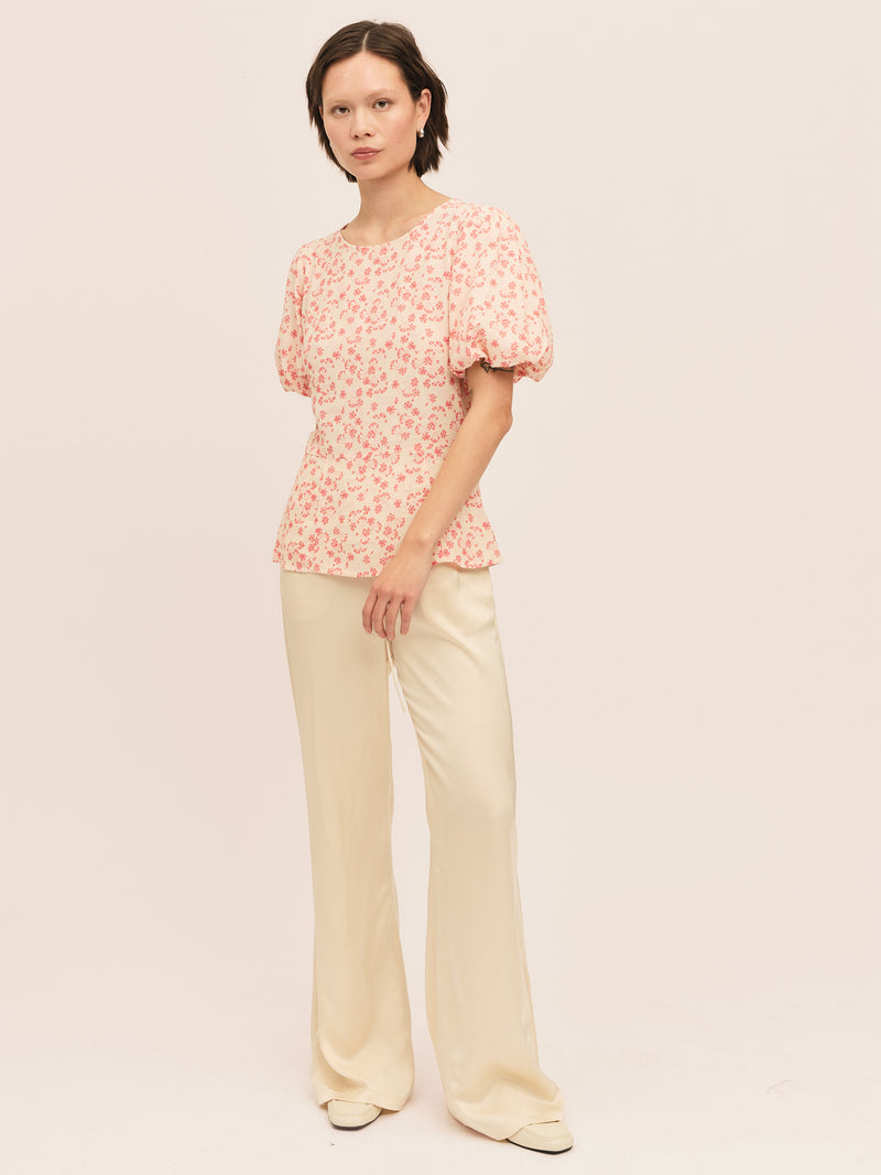Athilda Blouse - Cream Pink Flower