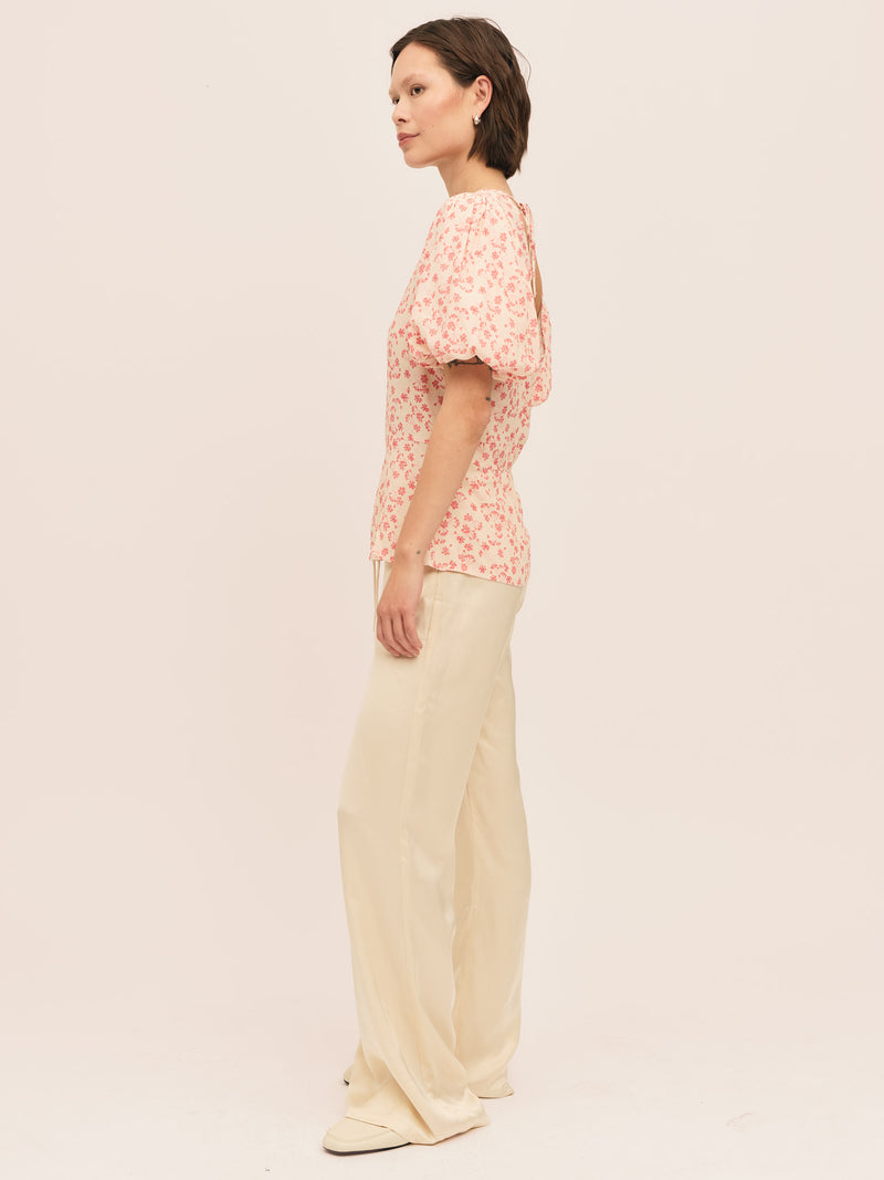 Athilda Blouse - Cream Pink Flower