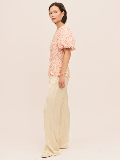 Athilda Blouse - Cream Pink Flower