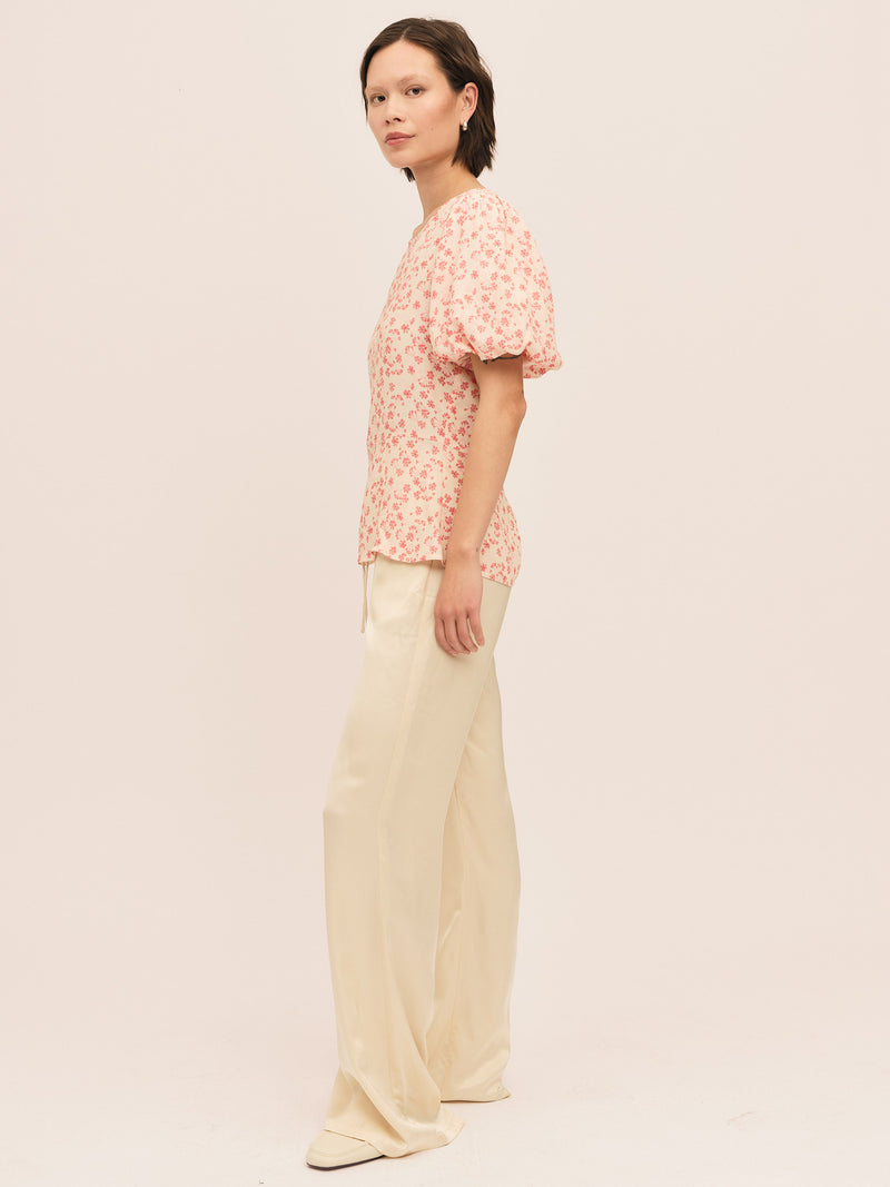 Athilda Blouse - Cream Pink Flower