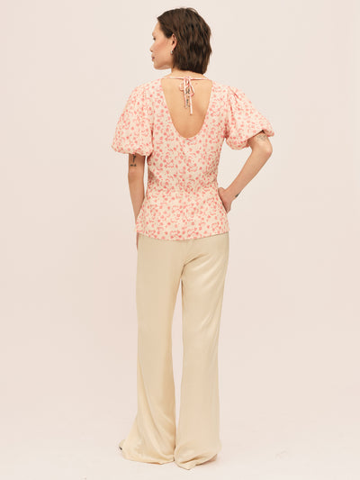 Athilda Blouse - Cream Pink Flower