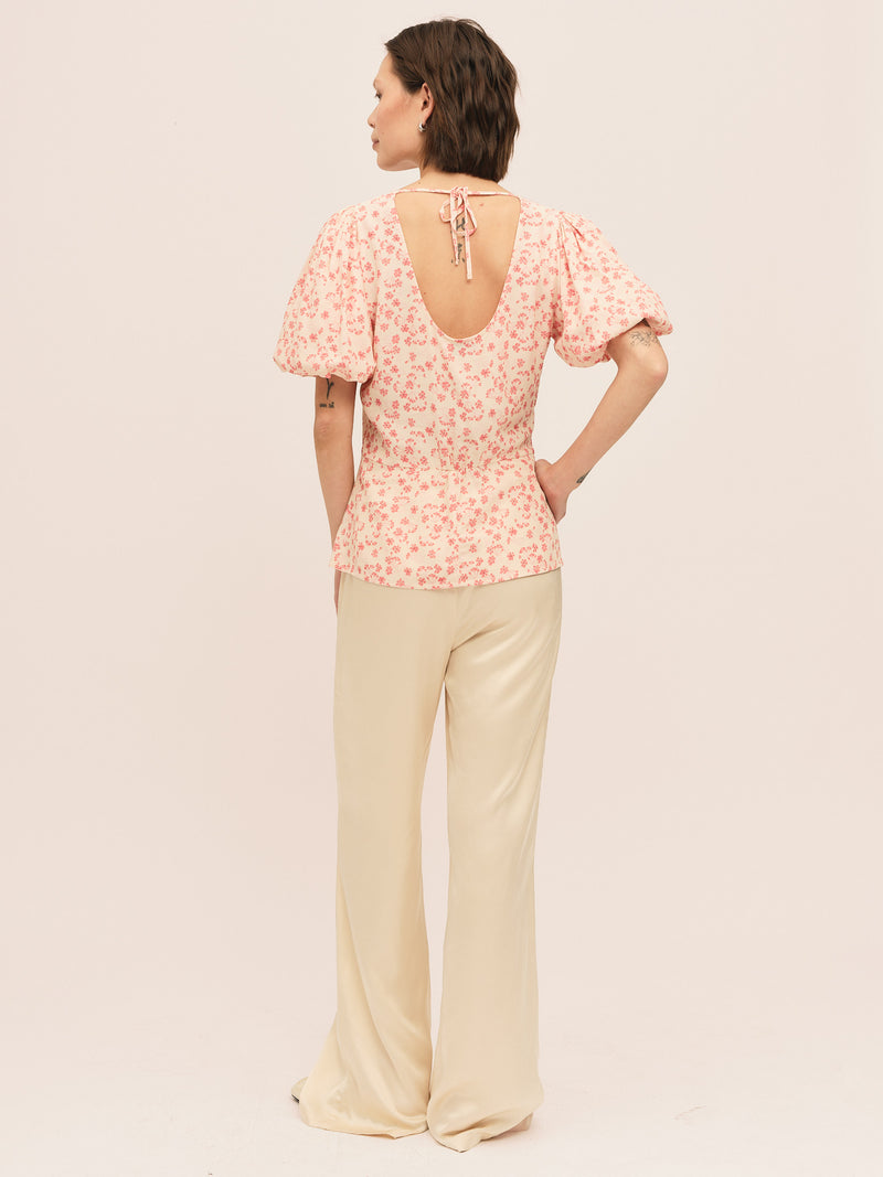 Athilda Blouse - Cream Pink Flower