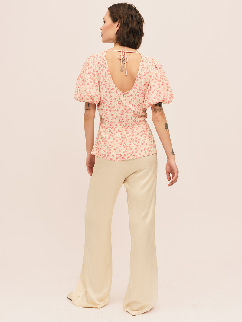 Athilda Blouse - Cream Pink Flower