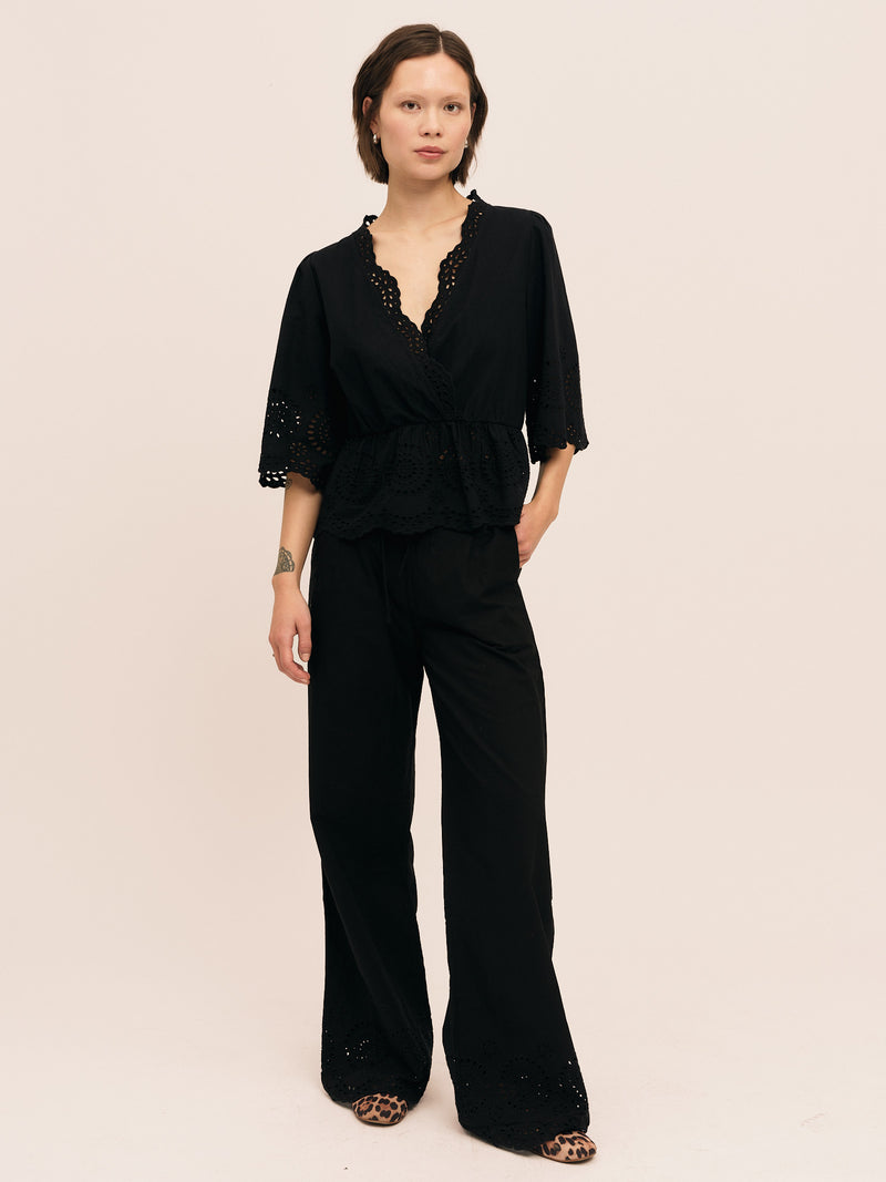 Bea V Neck Blouse - Black