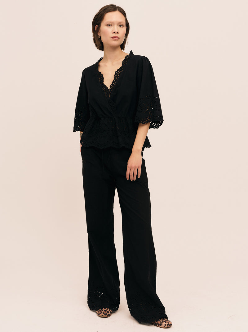 Bea V Neck Blouse - Black